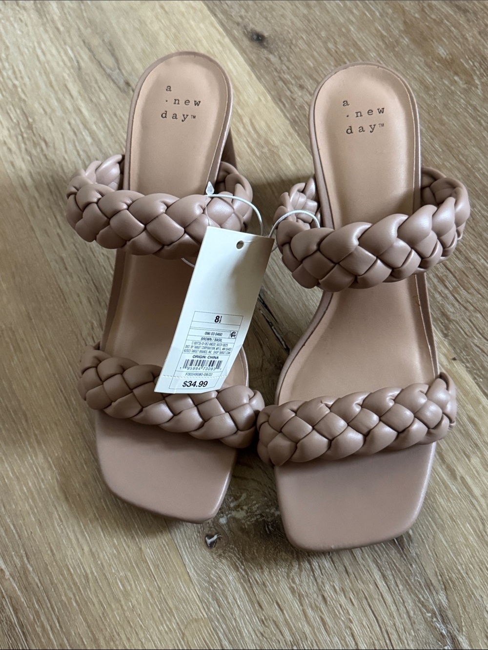 a new day Braided Double-Strap Slide Heels - Nude
